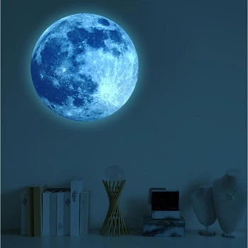 Светящаяся наклейка Moon для декора стены, Blue 8RM216