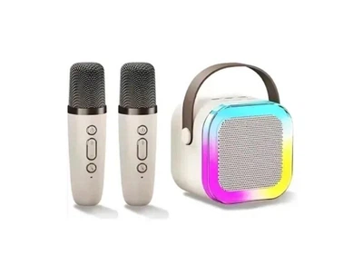 Портативная беспроводная Bluetooth колонка караоке система Speaker K12 с 2 микрофонами, подсветкой и радиоприемником