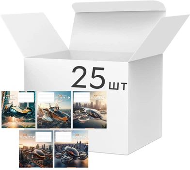 Набор тетрадей ученических Школярик 3411 Lets start 18 листов в клетку 25 шт (018-3411K)