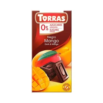 Шоколад черный без сахара с кусочками манго Torras 75 г