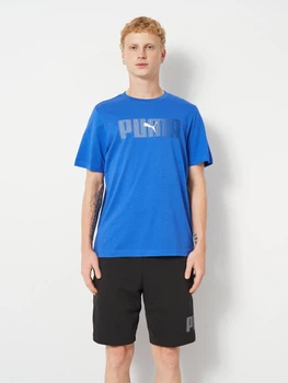 Футболка бавовняна довга чоловіча Puma Essentials Graphics 68818413 L Mountain Blue з принтом (4069157703291)