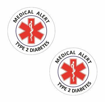 Наліпка Вінілова Лінія 24 MEDICAL ALERT TYPE 2 DIABETES Цукровий діабет 2 тип Набір 2 шт. 10 см.