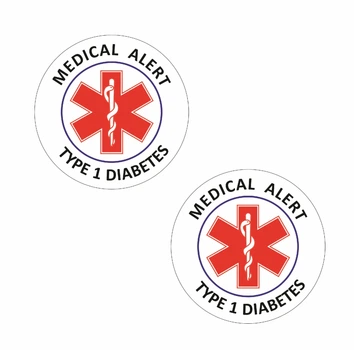 Наклейка Виниловая Линия 24 MEDICAL ALERT TYPE 1 DIABETES Сахарный диабет 1 тип Набор 2 шт. 10 см.