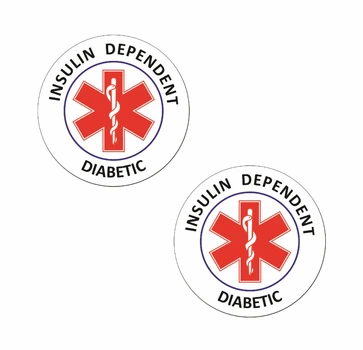 Наклейка Виниловая Линия 24 DIABETIC INSULIN DEPENDENT Инсулинозависимый сахарный диабет Набор 2 шт. Размер 10 см.