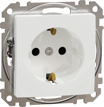 Розетка Schneider Electric Sedna Design з заземленням зі шторками Білий SDD111022