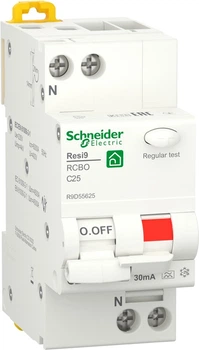 Диференціальний автомат Schneider Electric RESI9 25А 30мA 1P+N 6кA "С" тип А R9D55625