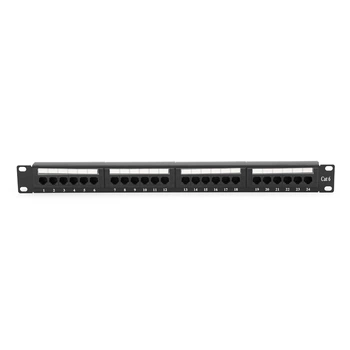 Патч-панель RITAR 24 порта UTP кат6 1U 19" неэкранированная черная с кабельным организатором