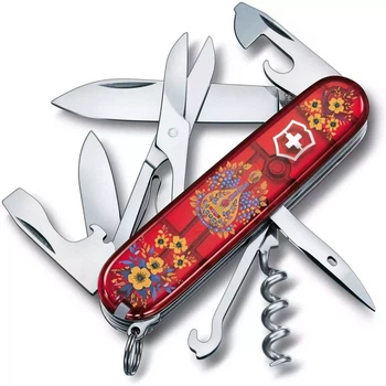 Складаний ніж Victorinox Climber з 14 функціями для активного відпочинку та туризму з українськими мотивами
