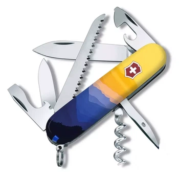 Складаний ніж Victorinox Camper багатофункціональний для активного відпочинку 14 функцій із гірським пейзажем
