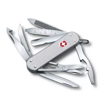 Швейцарський ніж Victorinox Minichamp багатофункціональний для туристів і активного відпочинку з 15 функціями сірий