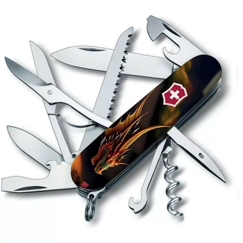 Складной нож Victorinox Huntsman с изображением дракона 15 функций для активного отдыха и туризма