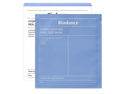Ночная гидрогелевая маска с керамидами и пантенолом Biodance Hydro Cera-Nol Real Deep Sheet Mask, 4 шт