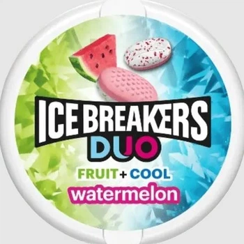 Льодяники Ice Breakers Duo Fruit Plus Cool Watermelon Sugar Free Mints 36г