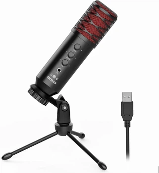 Микрофон USB, конденсаторный компьютерный микрофон TECELKS со штативом Черный