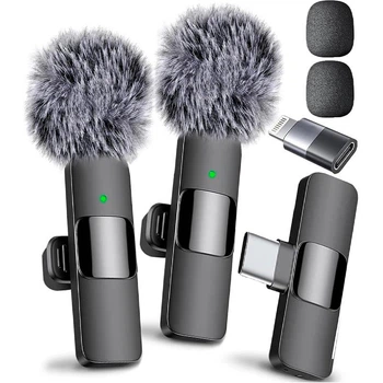 Беспроводной Микрофон Петличный (2 шт) K9 USB Type-C с Шумоподавлением для Телефона iOS и Andoid на одежду для записи видео
