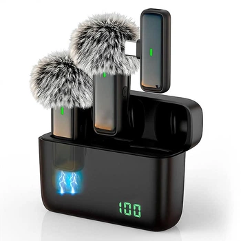 Беспроводной Микрофон Петличный (2 шт) SX6 с Зарядным Кейсом USB Type C и Шумоподавлением для Телефона iOS и Andoid на одежду для записи видео