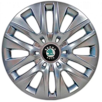 Автомобільні модельні ковпаки R16 Skoda (зелена) 429 4шт, SJS, сріблясті