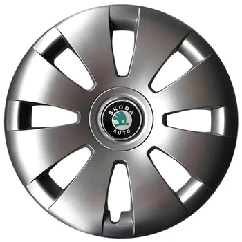 Автомобільні модельні ковпаки R16 Skoda (зелена) 423 4шт, SJS, сріблясті