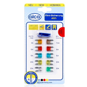 Набір запобіжників міні 10шт плоскі (5-30А) "Fuse ATN Set M" Alca, 670000