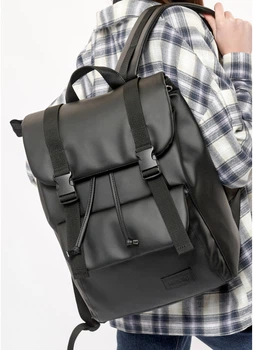 Женский рюкзак роллтоп с клапаном и карманом под ноутбук SAMBAG Черный (6060281346)