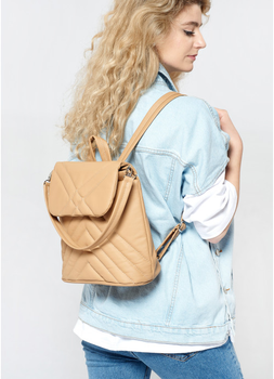 Женский рюкзак-сумка с декоративной прострочкой SAMBAG Бежевый (6970261430)