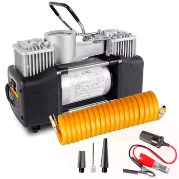 Автомобильный двухпоршневой компрессор 12V, 85л/мин, Air Compressor 628-4x4 / Воздушный компрессор для авто
