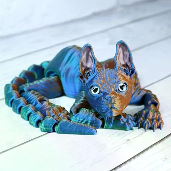 Кот Сфинкс 3D подвижная игрушка 30 см. с глазками сердечками