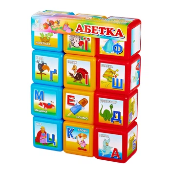 Дитячі розвиваючі кубики "Абетка" 06042, 12 шт. в наборі MToys 06042