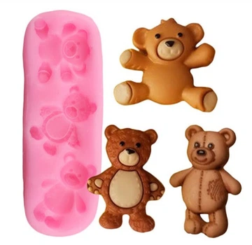 Молд силиконовый Мишки 80 на 27 мм розовый