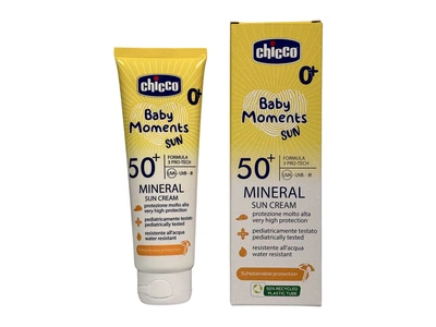 Солнцезащитный крем для детей водостойкий Chicco Baby Moments Sun Mineral SPF 50+ 75 мл