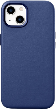 Etui iCarer Real Cowhide Premium Leather Magsafe do Apple iPhone 14 Blue (WMI14220705-BU)