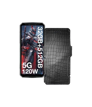 Чохол-книжка з екошкіри для телефону Doogee DK10 Чорний крокодил