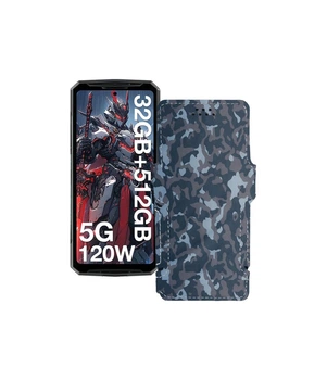 Чохол-книжка з екошкіри для телефону Doogee DK10 Хаки-синій