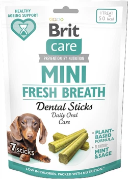 Ласощі Brit Care Mini Treats Fresh Breath для собак малих порід, для свіжого подиху й здоров’я зубів 7 шт х 120 г (8595602578580)