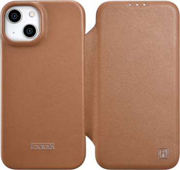 Чохол-книжка iCarer Curved Edge Real Cowhide Premium Leather Folio Case для Apple iPhone 14 Plus Brown (WMI14220715-BN)