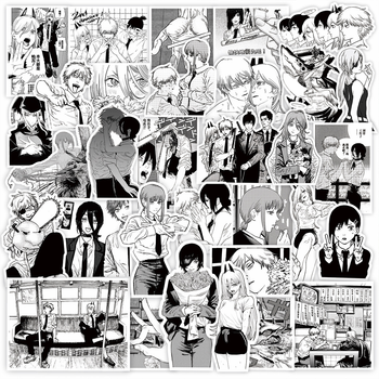 Стикерпак Человек-бензопила (Chainsaw Man) 65 шт, разные цвета(MS_24E4E9117B6B)