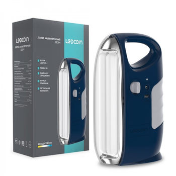 Аккумуляторный светильник Ledcoin EL304 10W синий 6500К 3х1800mAH USB светодиодный переносной фонарь с аккумулятором 165х75х285мм