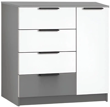 Комод Комфорт 4+1S 95х88х38 см Modern серый шифер/белый (ЛДСП)