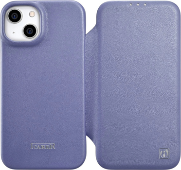 Etui z klapką iCarer Curved Edge Real Cowhide Premium Leather Folio Case do Apple iPhone 14 Plus Light Purple (WMI14220715-LP)
