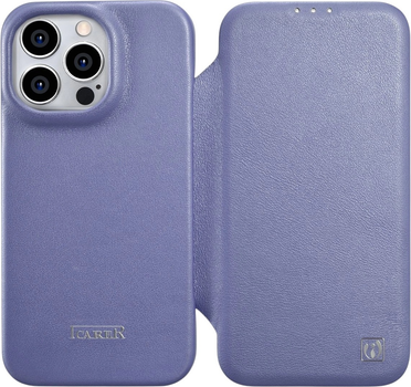 Etui z klapką iCarer Curved Edge Oil Wax Real Leather Folio Case do Apple iPhone 14 Pro Max Light Purple (WMI14220716-LP)