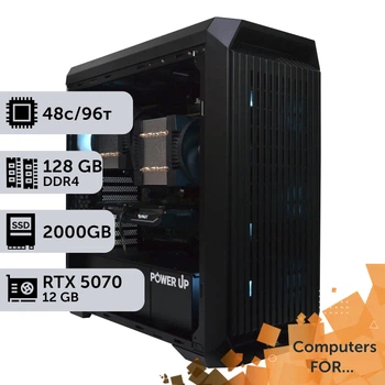 Компьютер Power Up #28 для Premiere Pro / AMD EPYC 7F72 x2 / 128 GB / HDD 6 TB / SSD 2TB / GeForce RTX 5070 12GB для видеомонтажа анимационного дизайна и постобработки