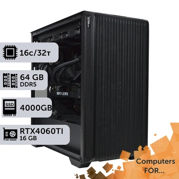 Комп'ютер Power Up #13 для Houdini / Ryzen 9 7950x / 64 GB / SSD 4TB / GeForce RTX 4060Ti 16GBдля відеомонтажу анімаційного дизайну та постобробки