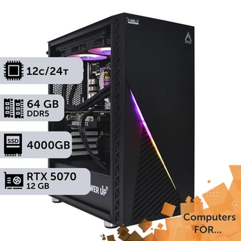 Компьютер Power Up #21 для DaVinci Resolve / Ryzen 9 7900x / 64 GB / SSD 4TB / GeForce RTX 5070 12GB для видеомонтажа анимационного дизайна и постобработки
