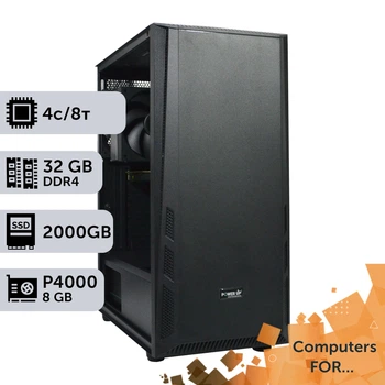 Компьютер Power Up #9 для Illustrator / Core i3 14100F / 32 GB / SSD 2TB / NVIDIA Quadro P4000 8GB для видеомонтажа анимационного дизайна и постобработки