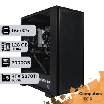 Компьютер Power Up #20 для DaVinci Resolve / Ryzen 9 7950x / 128 GB / HDD 6 TB / SSD 2TB / GeForce RTX 5070Ti 16GB для видеомонтажа анимационного дизайна и постобработки