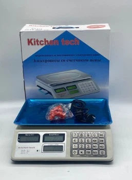 Весы торговые электронные со счетчиком цены ACS KitchenTech KT218 50кг 6V (метал)