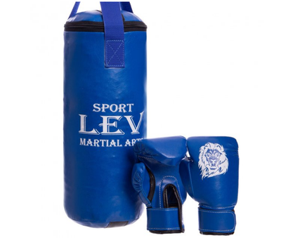 Набор боксерский Lev Sport детский мешок и перчатки blue