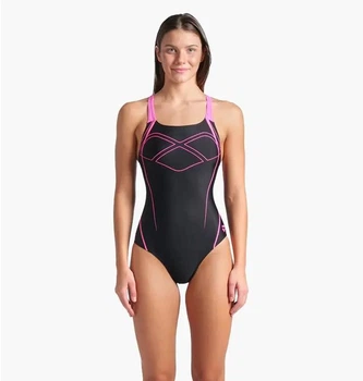 Купальник роздельный для женщин Arena GRAPHIC SWIMSUIT SWIM PRO BACK черный, розовый Жен 42 009024-590 42