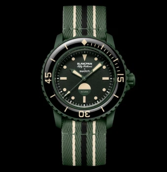 Наручные часы Blancpain x Swatch Bioceramic Scuba Fifty Fathoms Green Abyss SO35G100