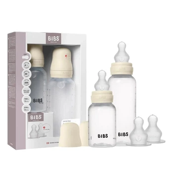 Набір пляшечок для годування BIBS Grow and Flow Baby Bottle Round Silicone Set 150ml /270ml, Ivory